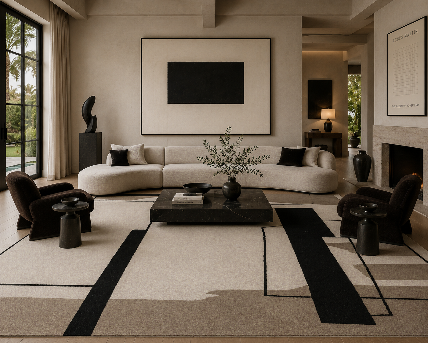Custom rug design process and material swatches